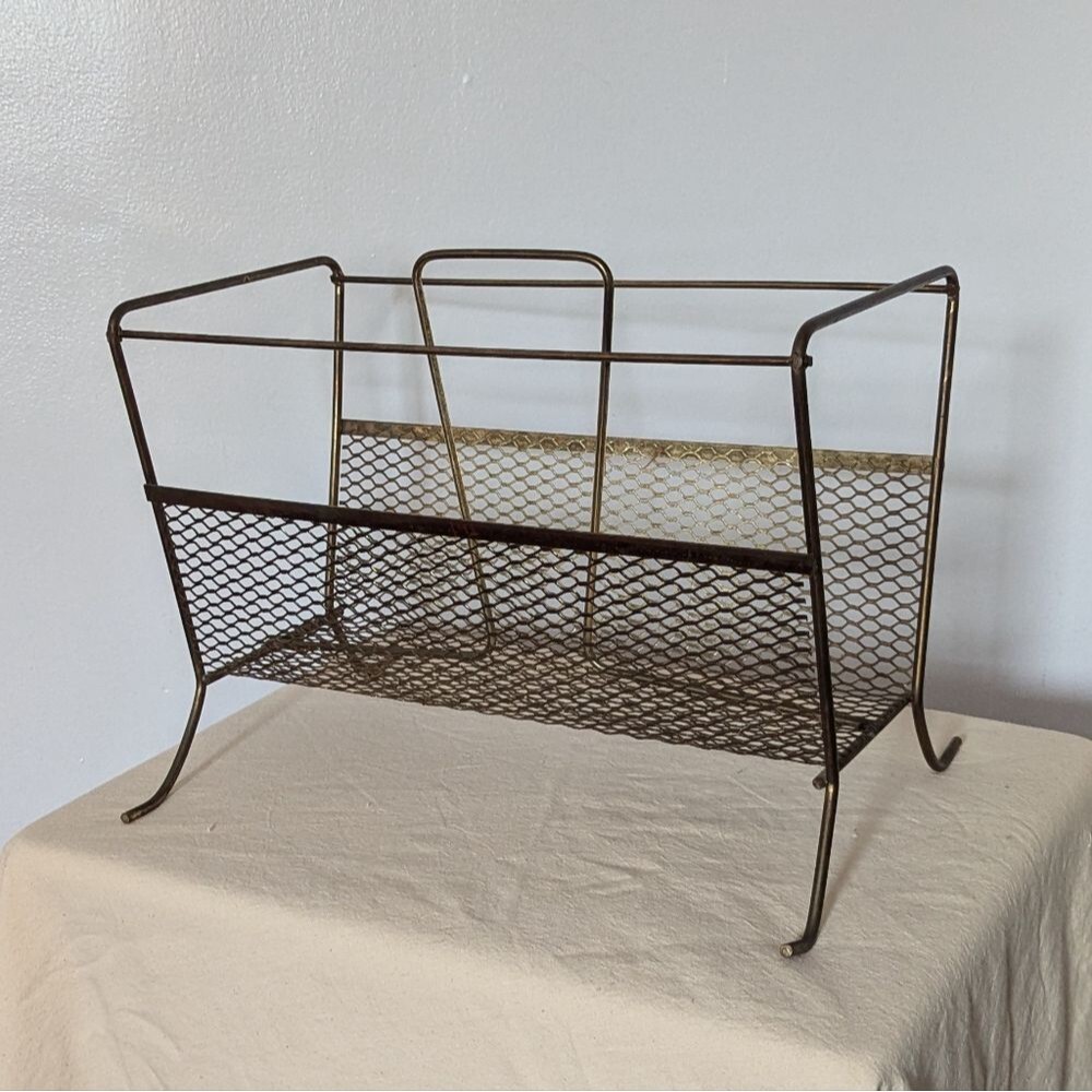 Vintage MCM Midcentury Magazine Vinyl Record Rack